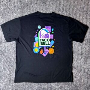 Taco Bell Polo Uniform Henley Shirt Mens Large Black Short Sleeve Retro Button
